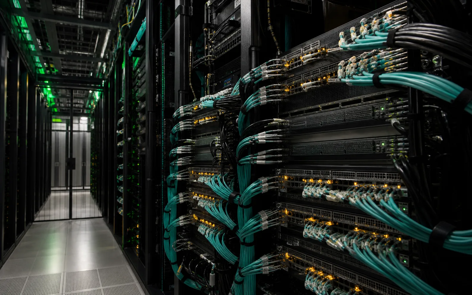 High-capacity Ethernet fabric with organised fibre cabling inside a production data center