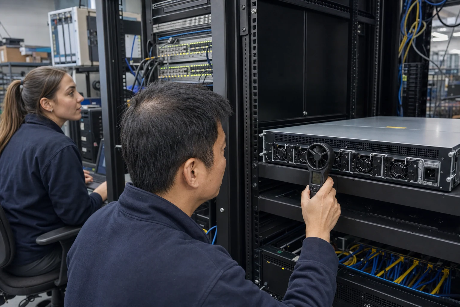 an engineer testing enterprise open-networking switches for “400G Spine-Leaf Is Now an Enterprise Play: What SONiC's Maturation Means for Australian Dat...