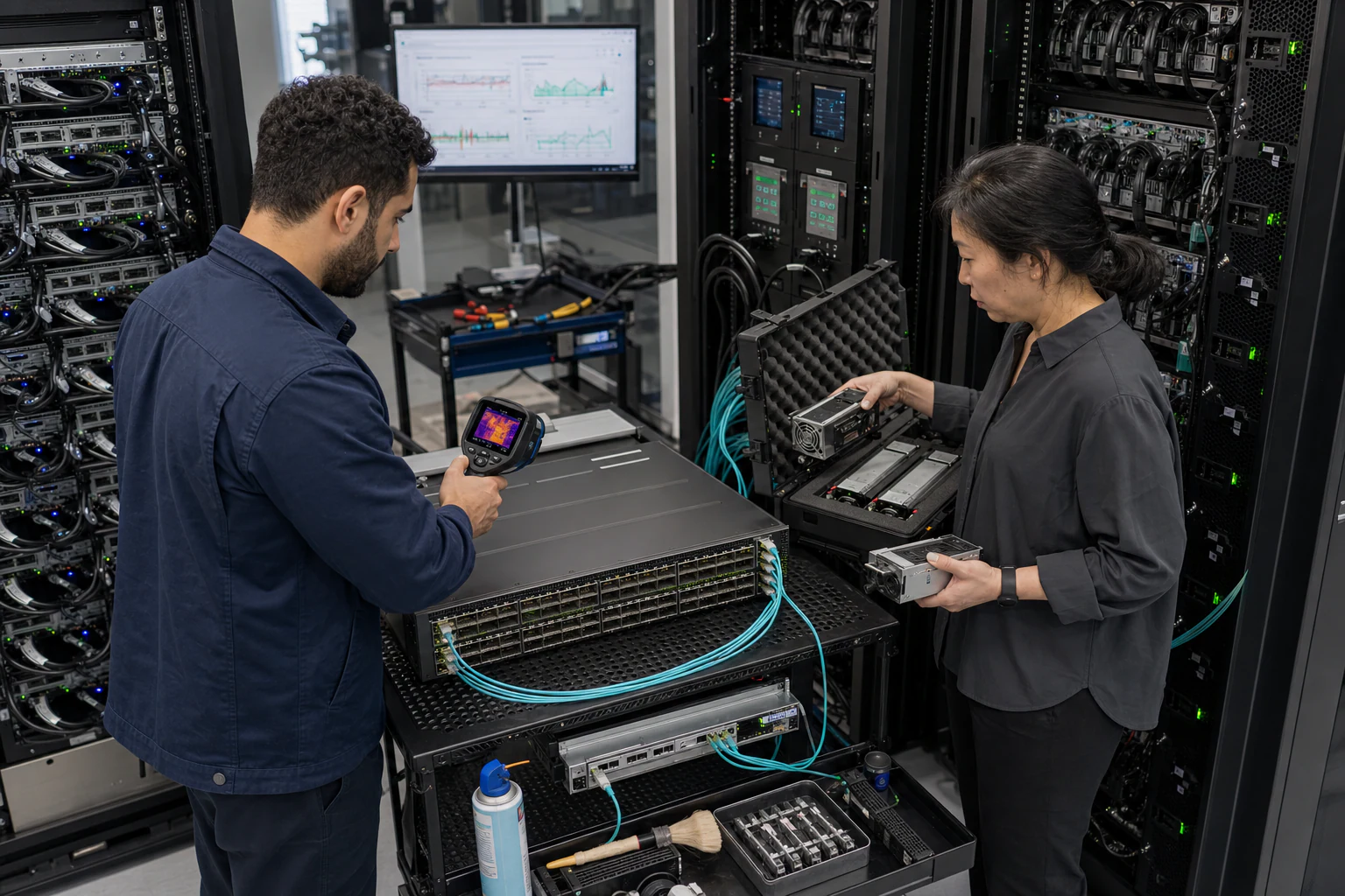 an engineer commissioning a high-speed Ethernet AI fabric for “AI Data Center Ethernet Is Shifting to SONiC: What Australian Network Buyers Need to Know”
