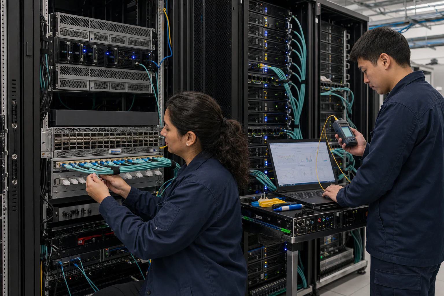 an engineer commissioning a high-speed Ethernet AI fabric for “AI Data Center Ethernet Switching on SONiC: A Deployment Playbook for Australian Network...