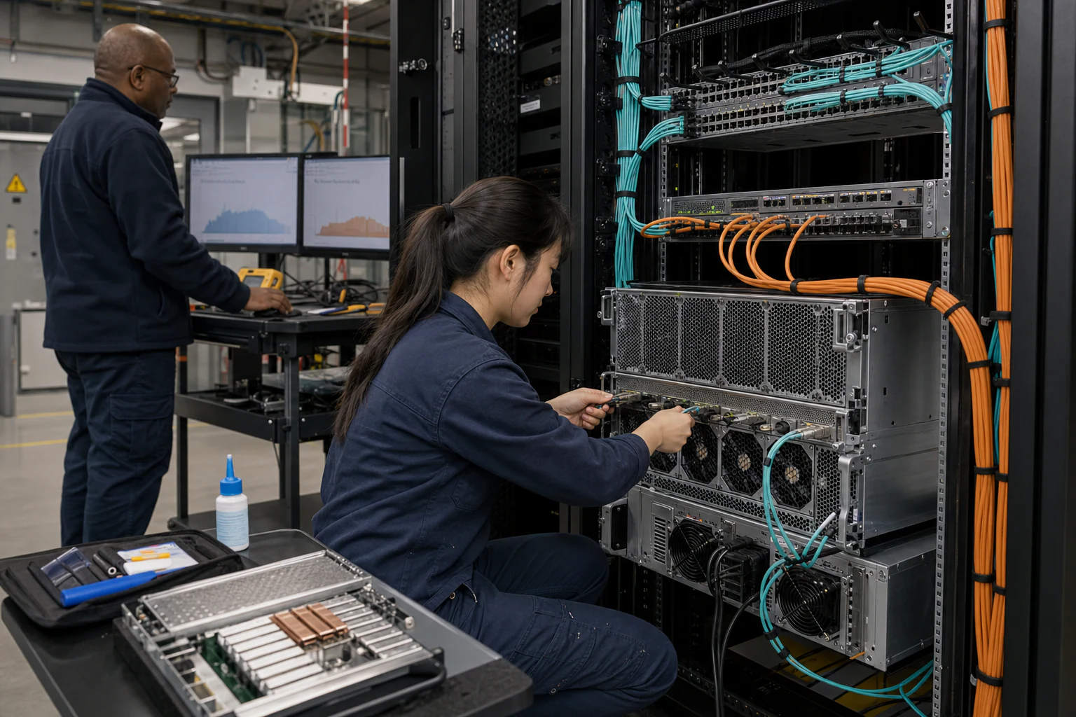 an engineer operating an on-premises AI inference server for “AI Fabric Buyer Checklist: Ethernet vs InfiniBand for AI Training and Inference Clusters”