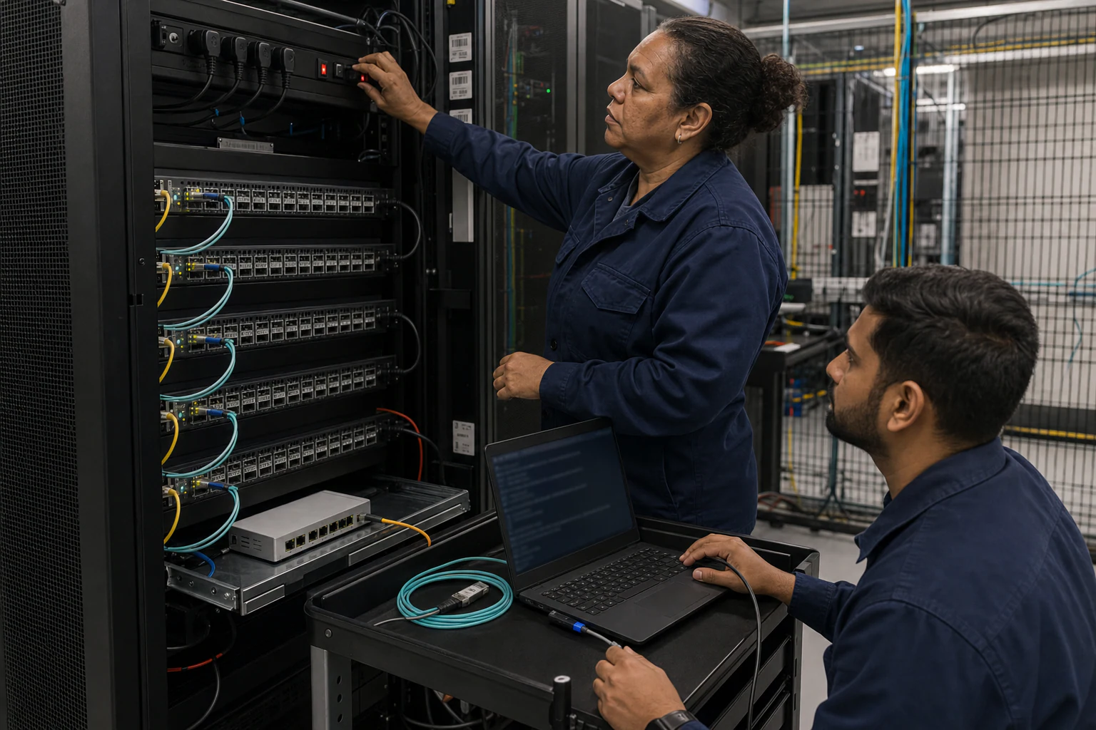 network engineers validating and automating data-centre switches for “Automating SONiC Switch Deployments with Ansible and Zero-Touch Provisioning”