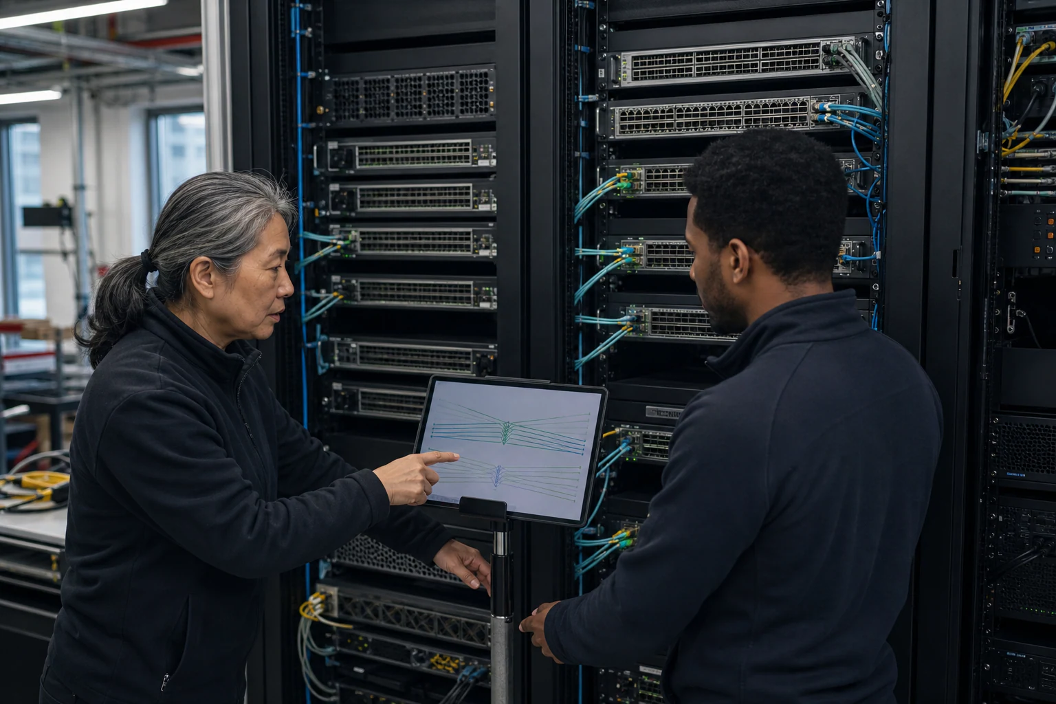 an engineer testing enterprise open-networking switches for “Broadcom vs Marvell Switch Silicon for SONiC: What Australian Network Buyers Should Weigh”
