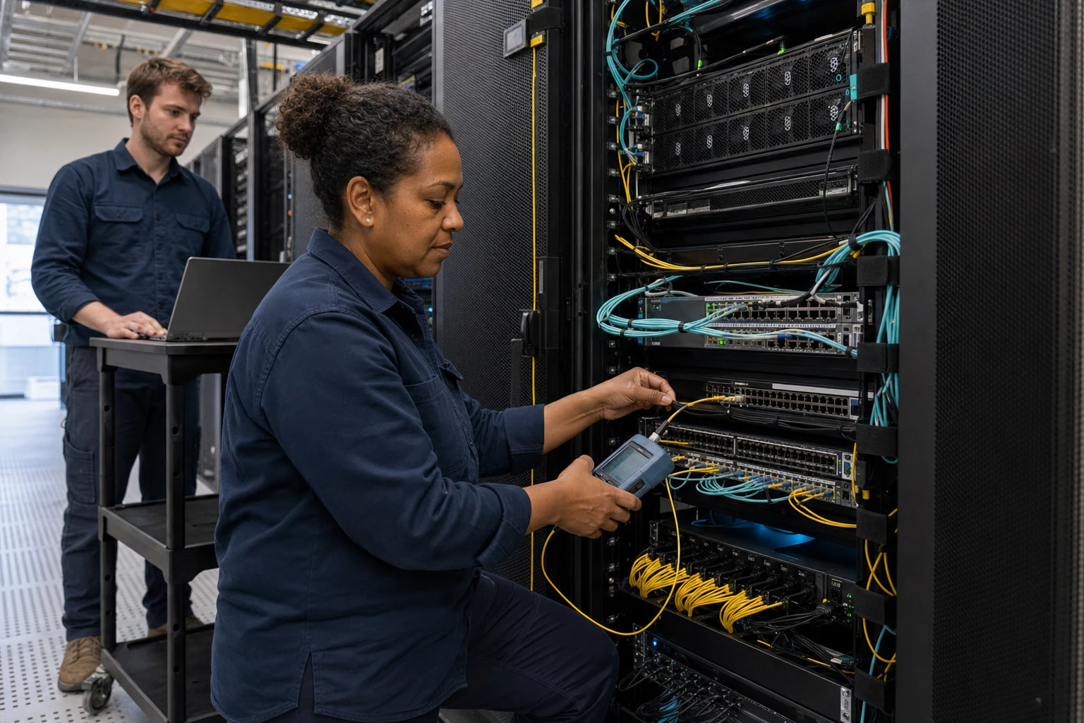 an engineer commissioning a high-speed Ethernet AI fabric for “Deploying an xSONiC SONiC RoCE 400G/800G AI Fabric: Australian Data Center Playbook”