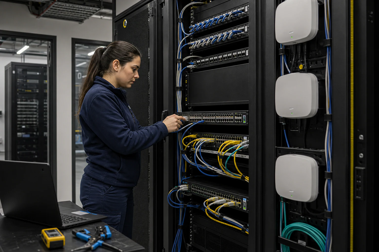 a campus network engineer commissioning enterprise access infrastructure for “Enterprise Campus PoE Refresh Cycles Are Accelerating: What SONiC-Based Op...