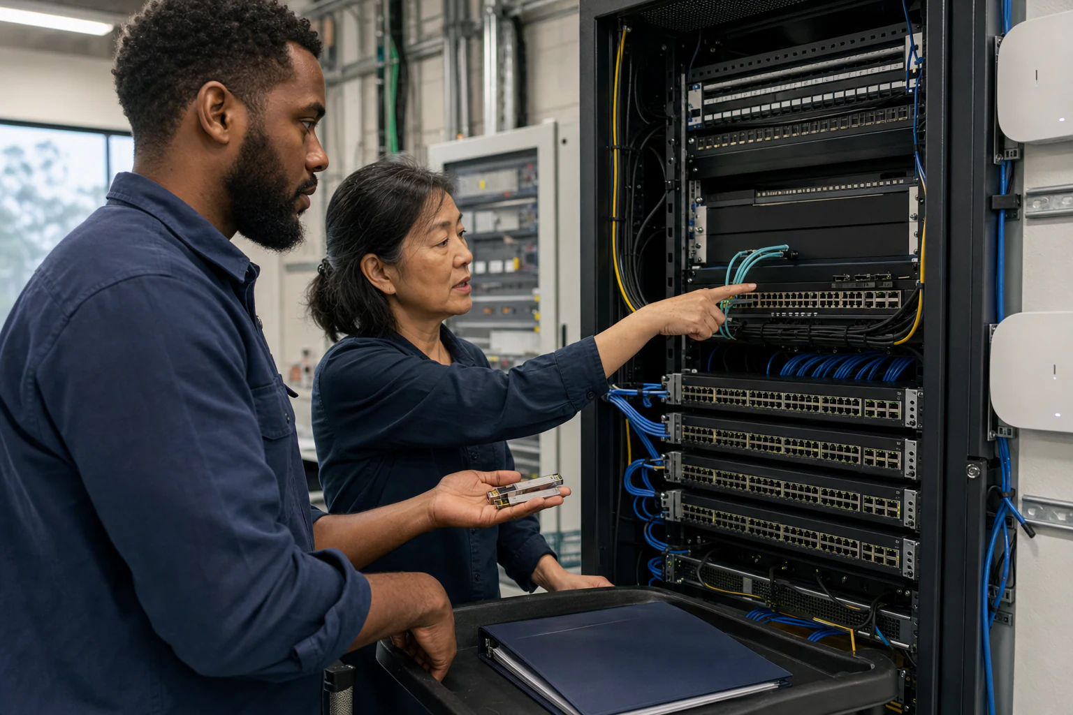 a campus network engineer commissioning enterprise access infrastructure for “Ethernet Switch Speeds Explained: Choosing the Right Network Fabric from 1...