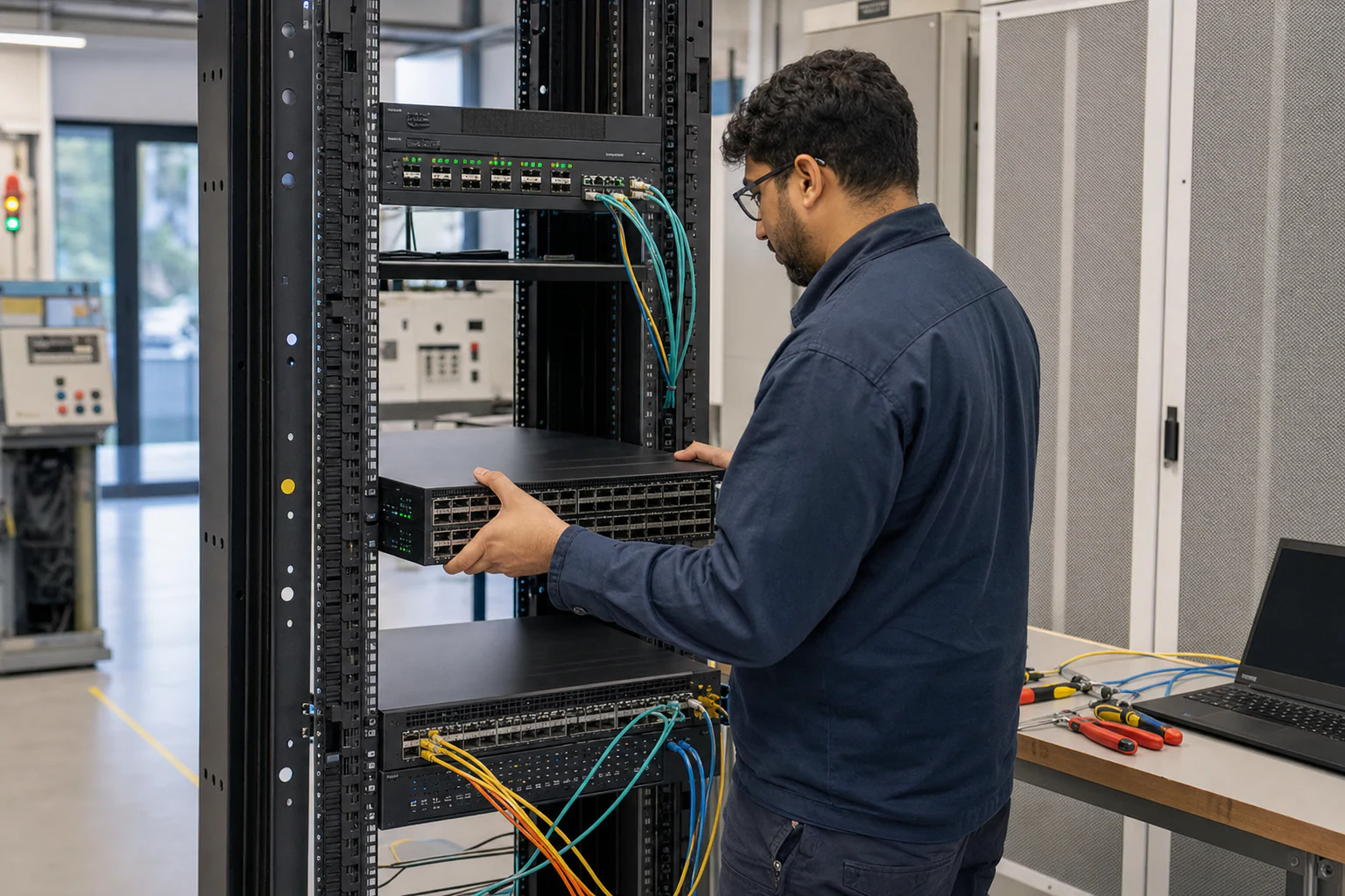 an engineer testing enterprise open-networking switches for “EVPN-VXLAN Underlay and Overlay Design for Enterprise SONiC Switches: A Practical Architect...