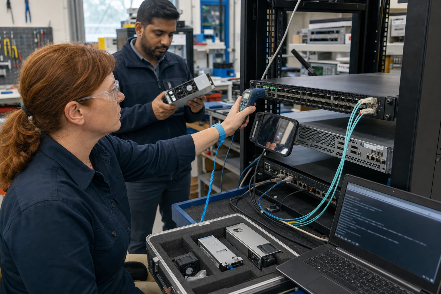 an engineer testing enterprise open-networking switches for “How Australian Procurement Leads Should Evaluate SONiC Switch Vendor Support for Enterprise...
