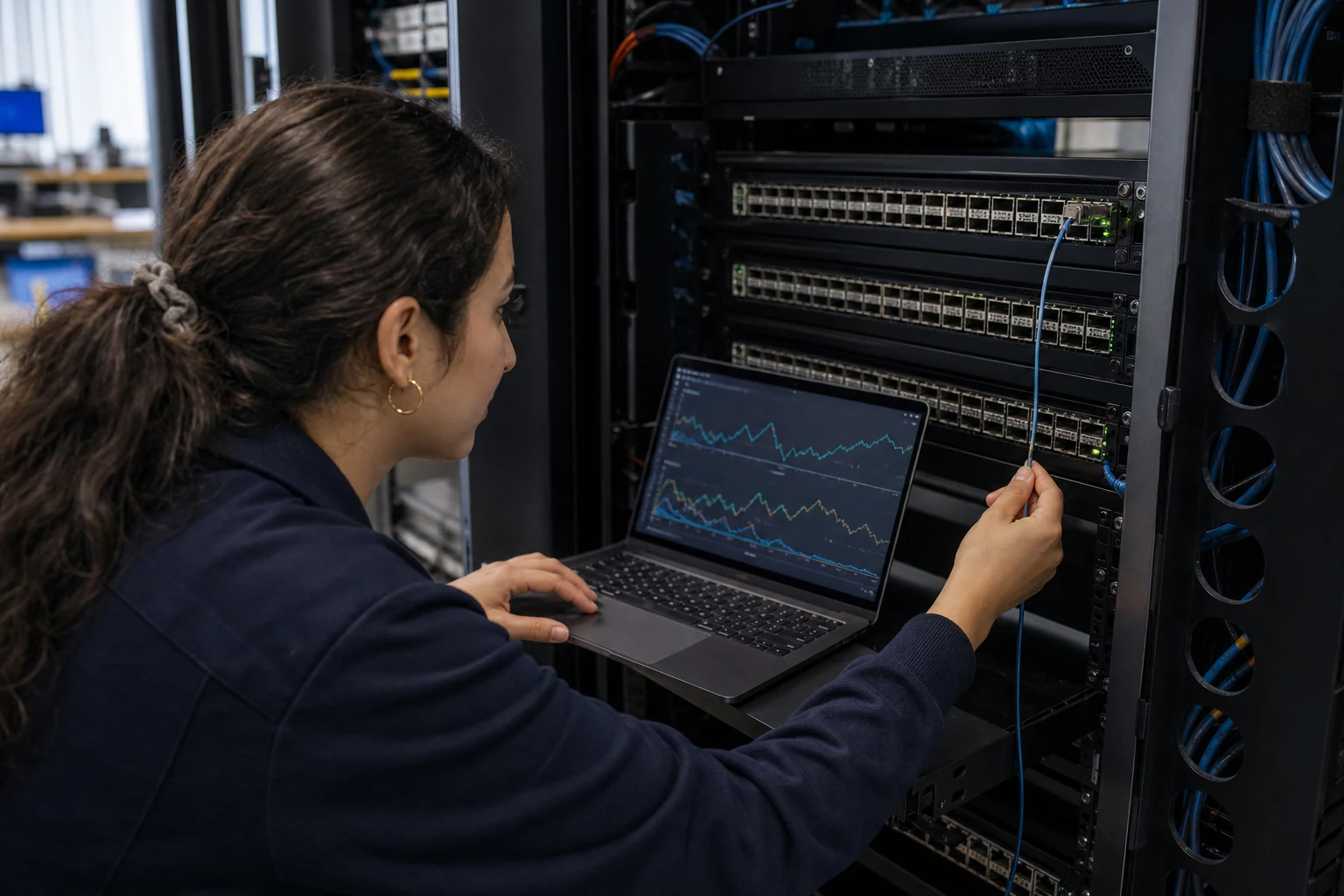 network engineers validating and automating data-centre switches for “How INT and Path Telemetry Expose What Traditional Monitoring Misses in AI Data Ce...