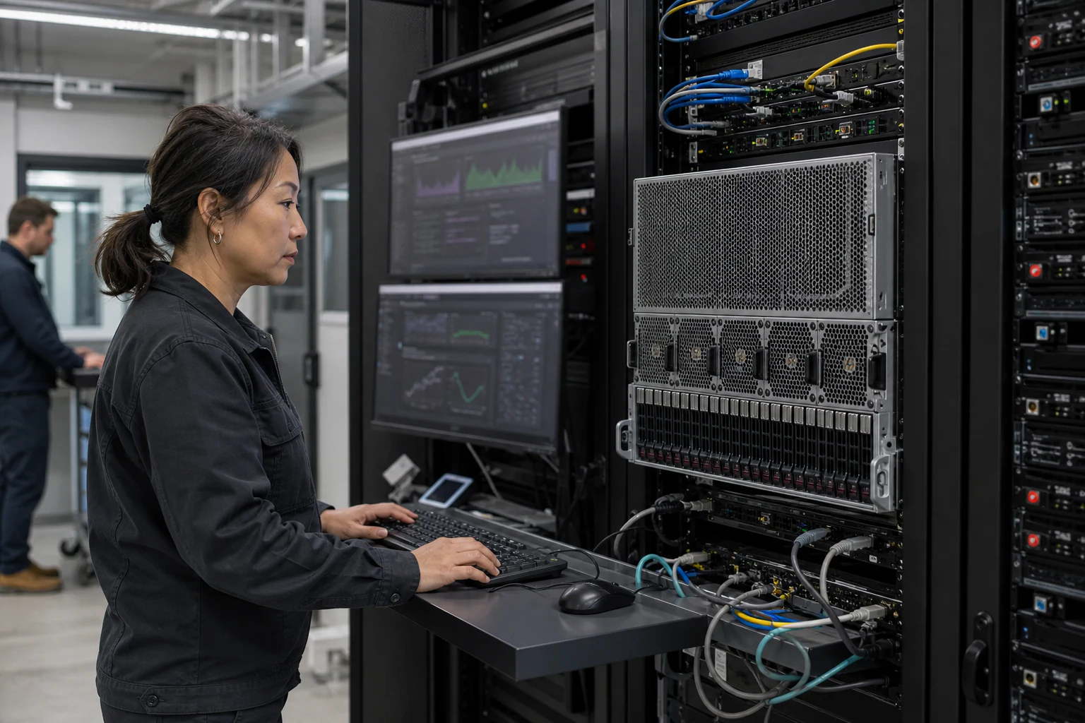 an engineer operating an on-premises AI inference server for “InfiniBand versus Ethernet for Private AI Infrastructure: An Australian Buyer Decision Guide”