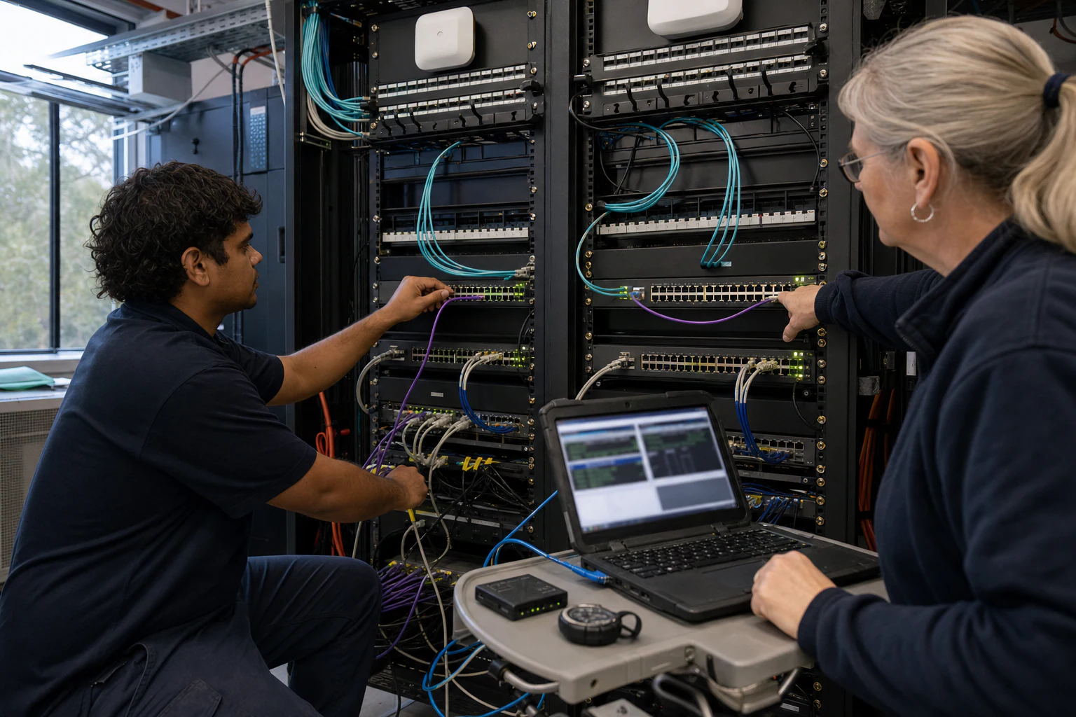 a campus network engineer commissioning enterprise access infrastructure for “Lab Test Plan for Campus Virtual Chassis and Cluster Configurations on Ope...