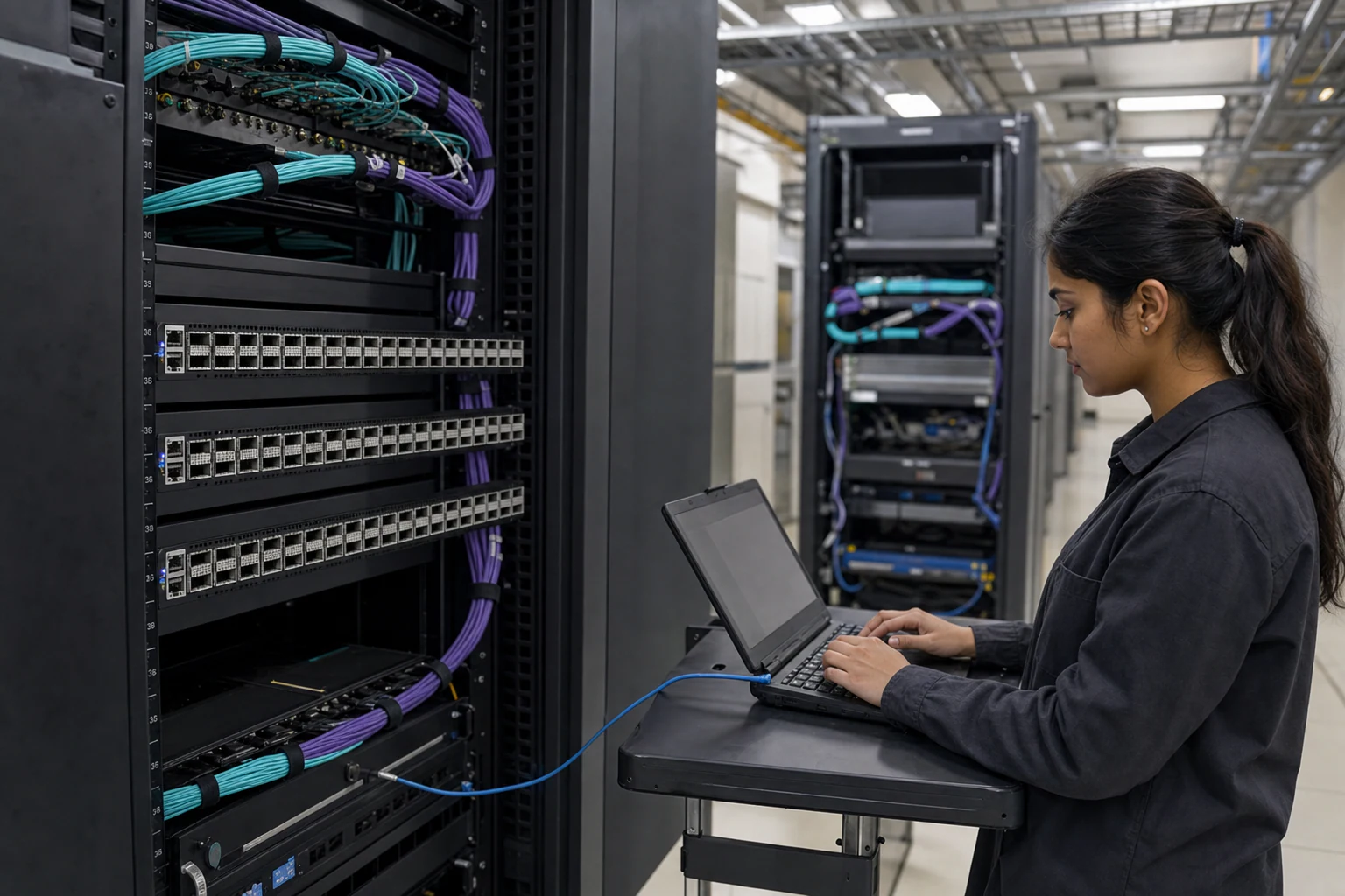 network engineers validating and automating data-centre switches for “Leaf-Spine Data Center Design at 400G and 800G: What Australian Network Teams Need...