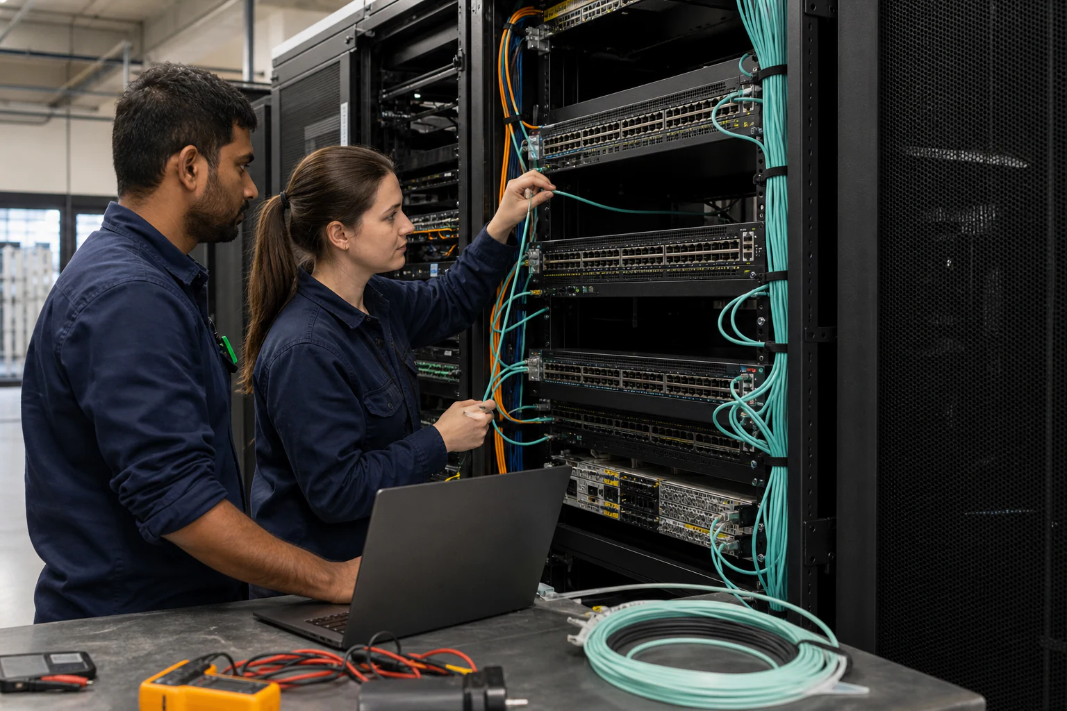 an engineer testing enterprise open-networking switches for “Marvell Prestera Enterprise and Industrial Ethernet Switches: What Australian Open Networki...