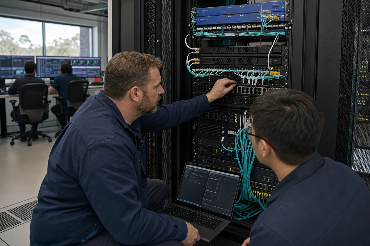 network engineers validating traffic visibility and security monitoring infrastructure for “Network Packet Broker Deployment Playbook: Visibility Archit...