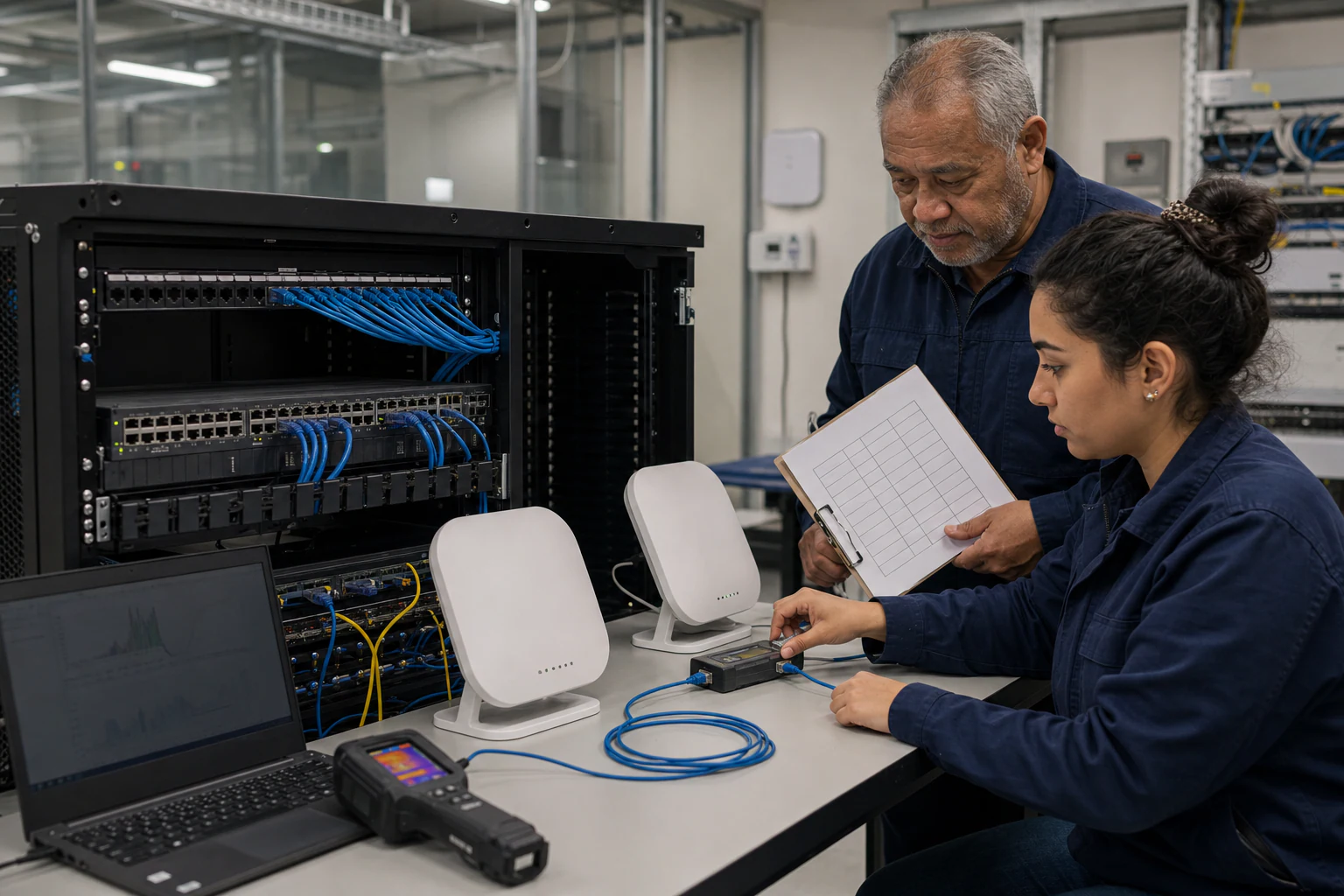a campus network engineer commissioning enterprise access infrastructure for “Procurement Scorecard for AI Platform Teams: Wi-Fi 6E and Wi-Fi 7 Access P...