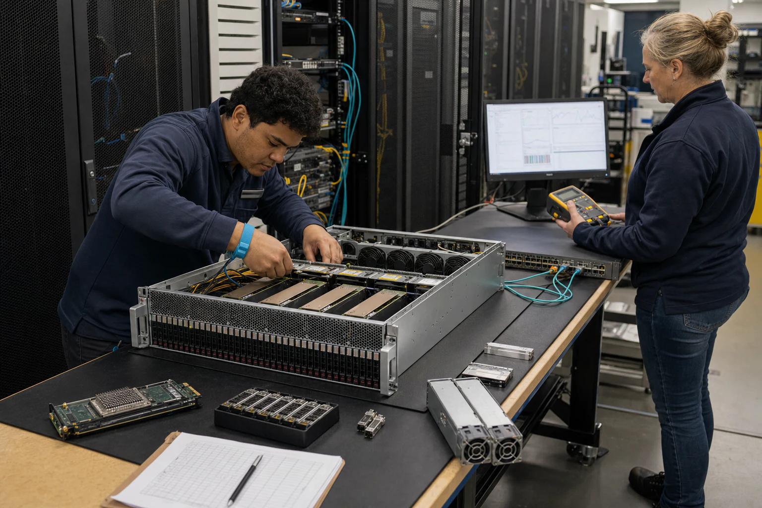 an engineer operating an on-premises AI inference server for “Procurement Scorecard: Networking Infrastructure for Private AI Inference in Australian En...