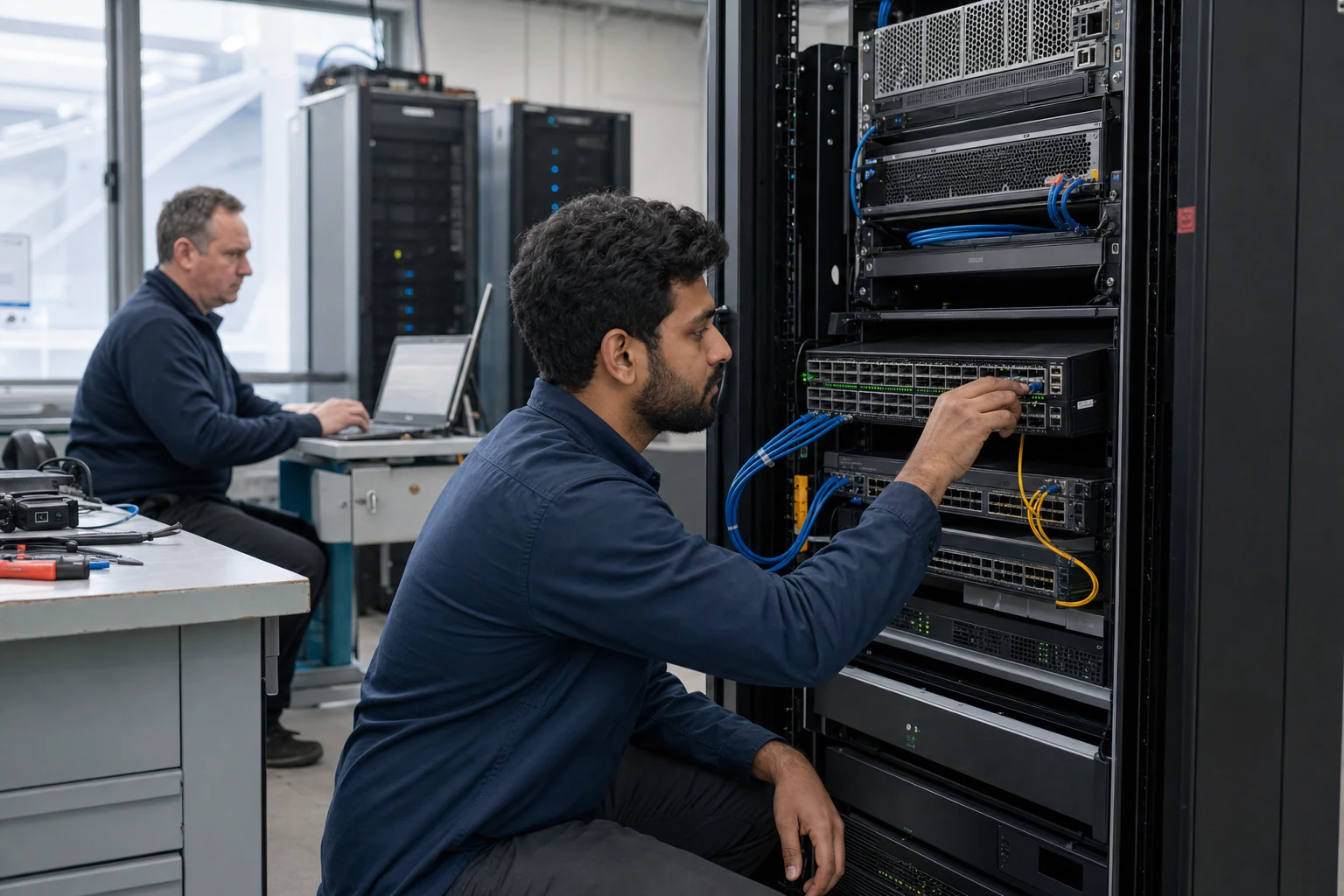 an engineer testing enterprise open-networking switches for “Proprietary Switch OS Lock-in vs Enterprise SONiC: An Australian Buyer Migration Analysis”