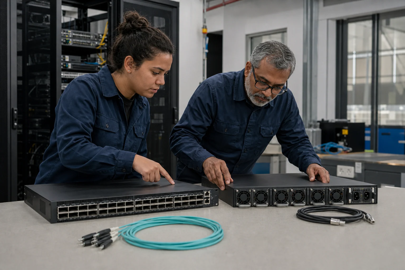 an engineer testing enterprise open-networking switches for “Proprietary Switch OS vs Enterprise SONiC: What Australian Network Teams Need to Know Befor...