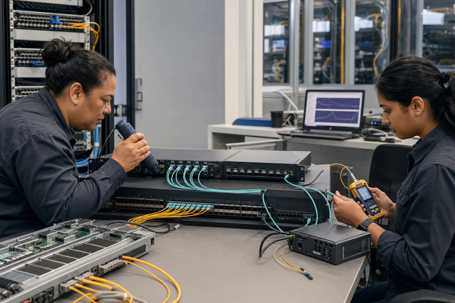 network engineers validating traffic visibility and security monitoring infrastructure for “RoCE RDMA and Ethernet Fabric Deployment Validation: A Secur...