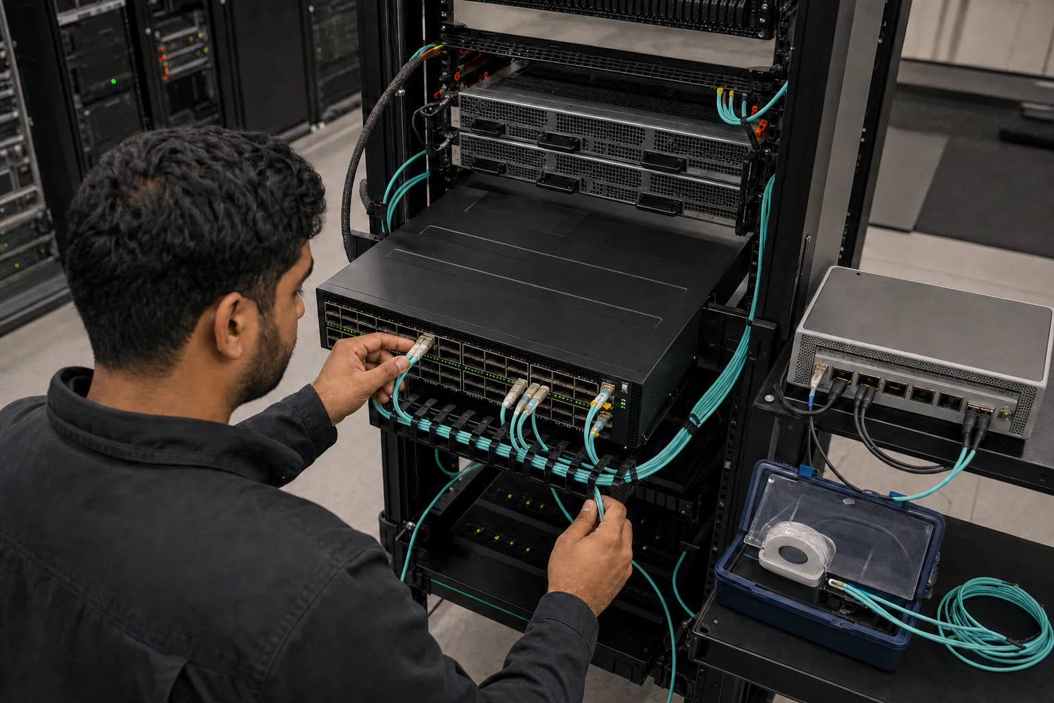an engineer commissioning a high-speed Ethernet AI fabric for “RoCE v2 on SONiC for GPU Clusters: What Australian AI Builders Should Know Before Deploying”
