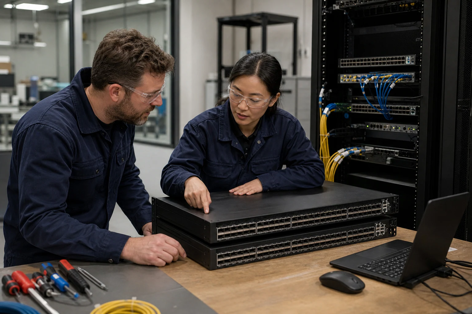 an engineer testing enterprise open-networking switches for “SONiC-Compatible Ethernet Switch Hardware Selection and Deployment Playbook for Australian...