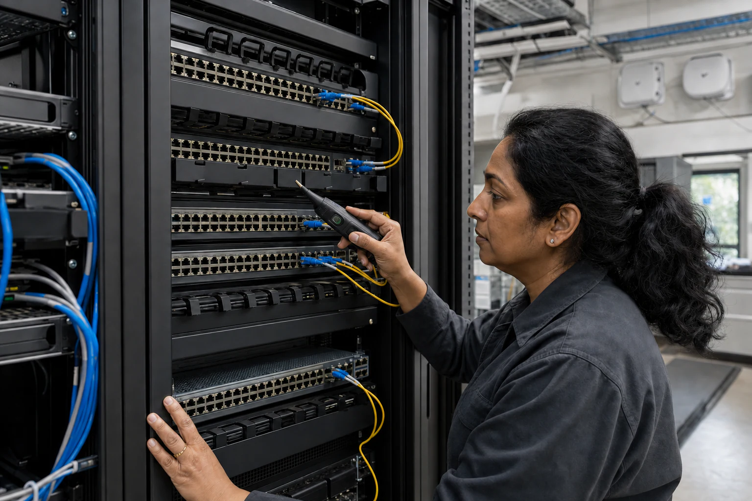 a campus network engineer commissioning enterprise access infrastructure for “SONiC Momentum Reaches Australia: What the Open NOS Shift Means for Data C...