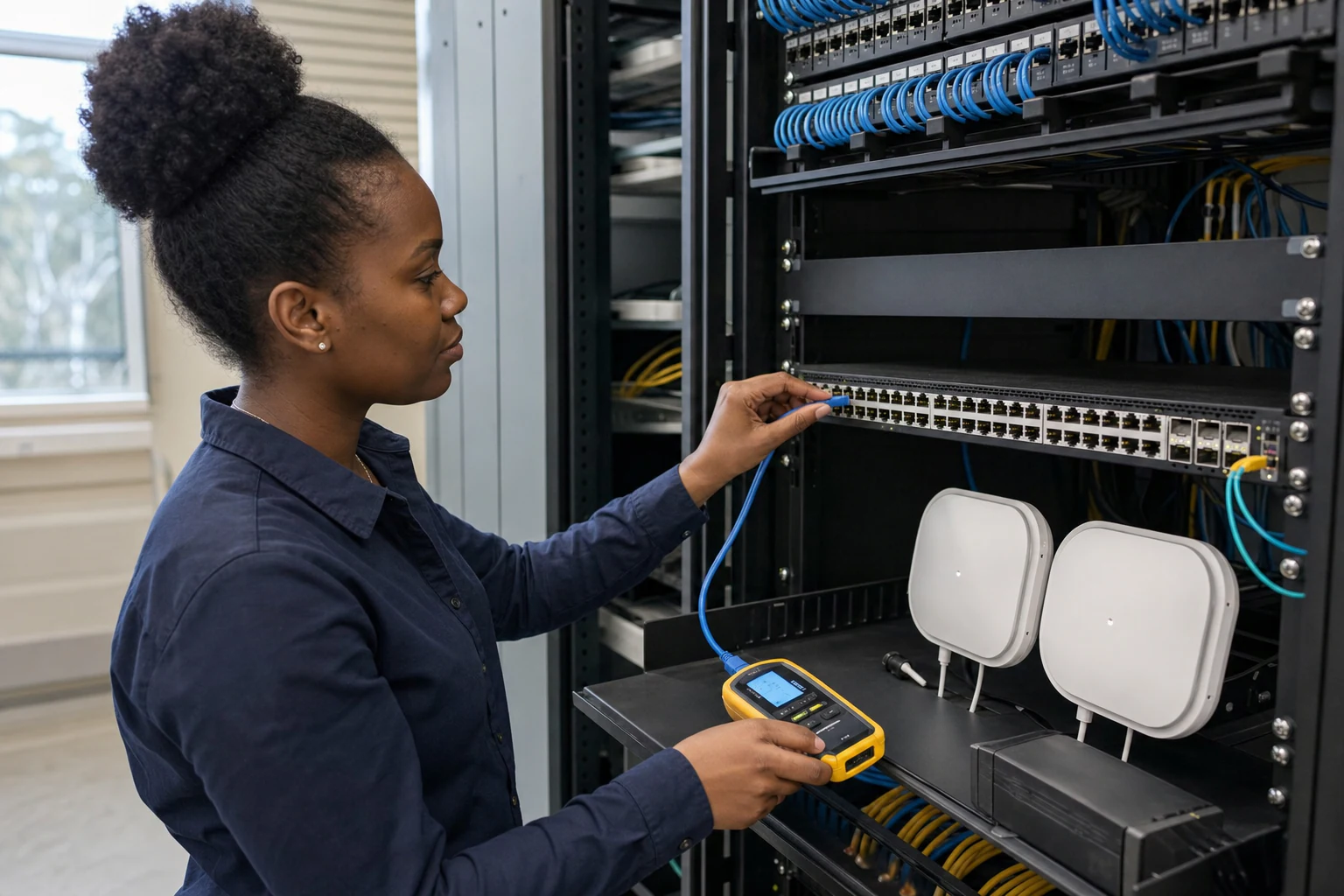 a campus network engineer commissioning enterprise access infrastructure for “SONiC Moves Beyond the Data Center: What the Enterprise Campus Push Means...