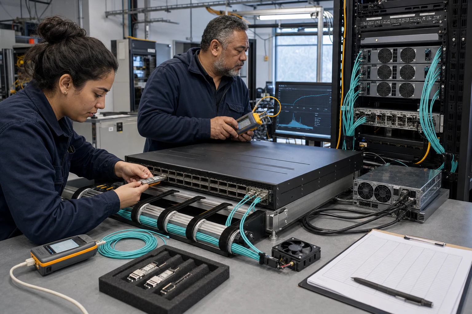 an engineer commissioning a high-speed Ethernet AI fabric for “The RFP Questions That Matter When Procuring SONiC-Based AI Fabric Switches in Australian...