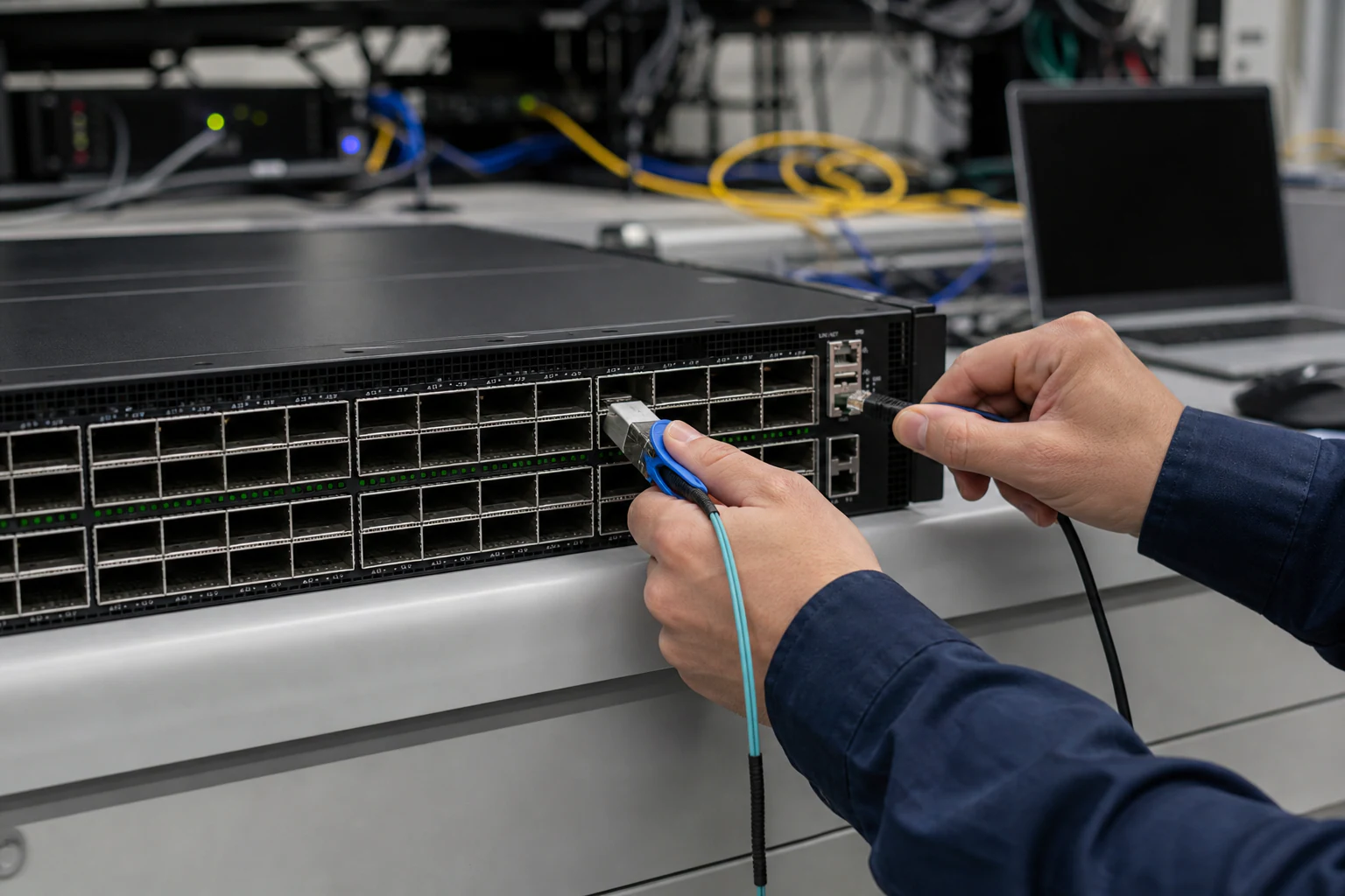 an engineer testing enterprise open-networking switches for “Understanding SONiC on NVIDIA Spectrum: What Open-Source Switching Means for Australian Dat...