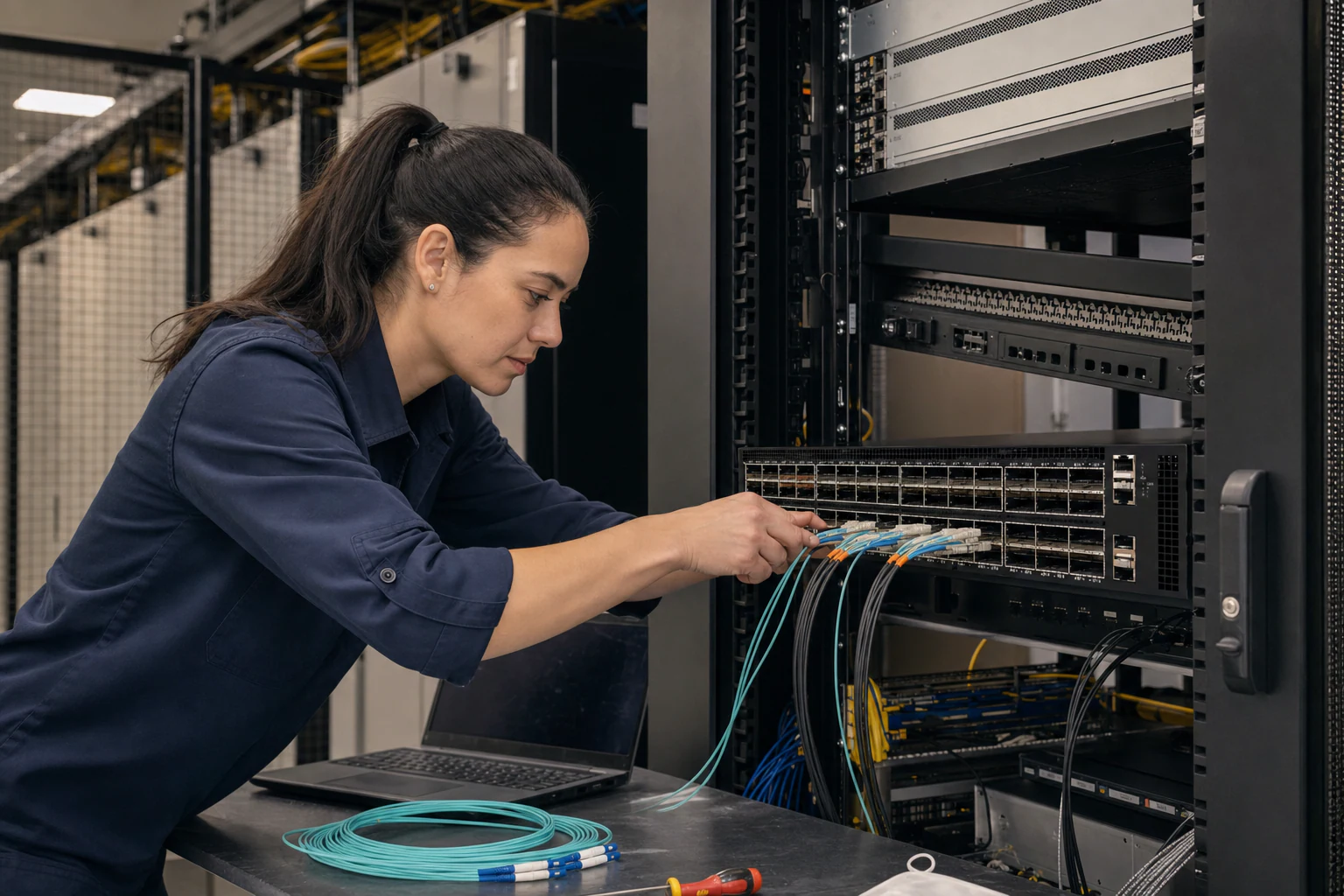an engineer testing enterprise open-networking switches for “What Australian Data Center Buyers Need to Know Before Choosing SONiC Switches for 400G and...