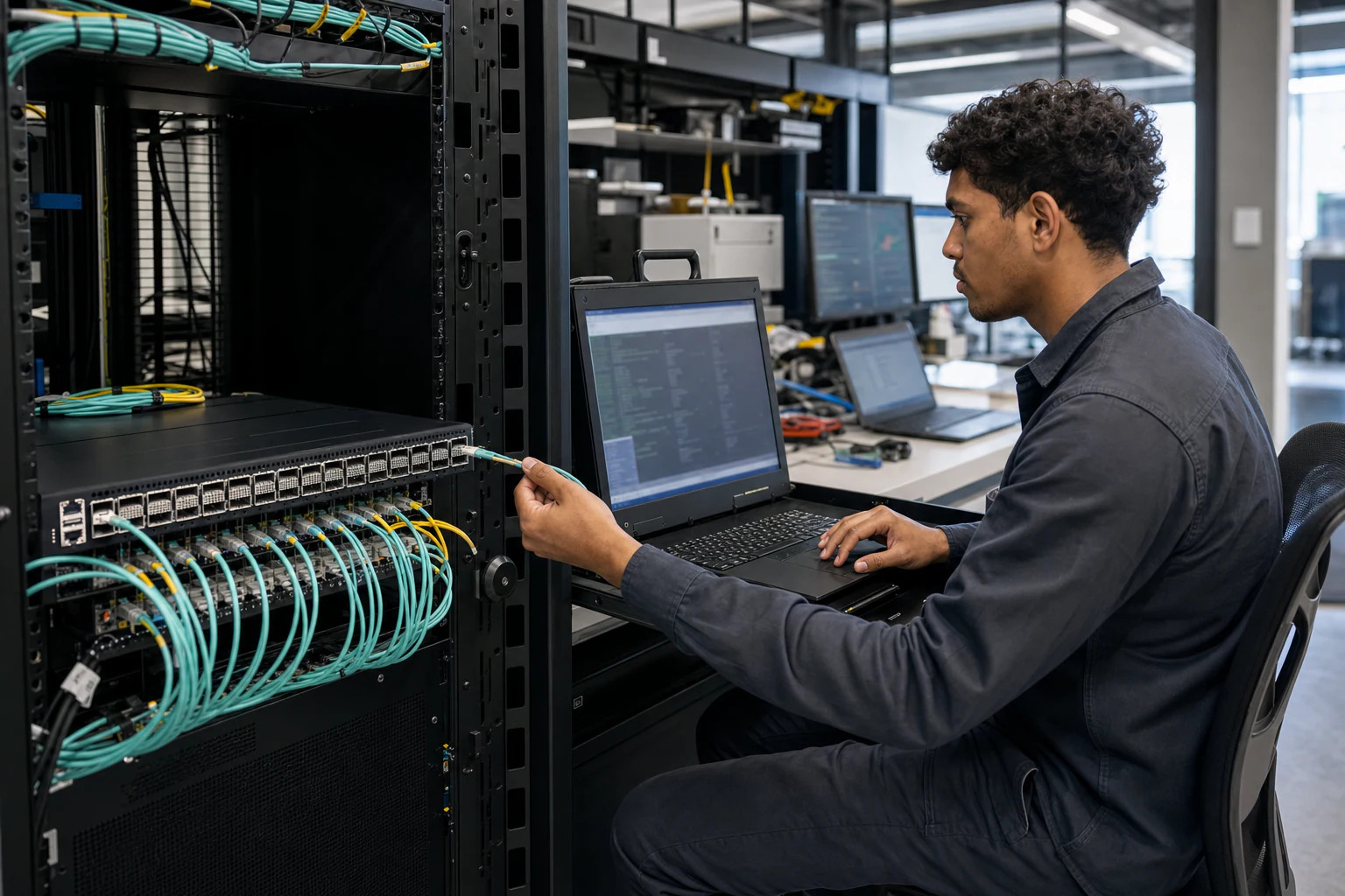 network engineers validating and automating data-centre switches for “Why AI Data Centers Need In-Band Network Telemetry -- And Where Open SONiC Fits”
