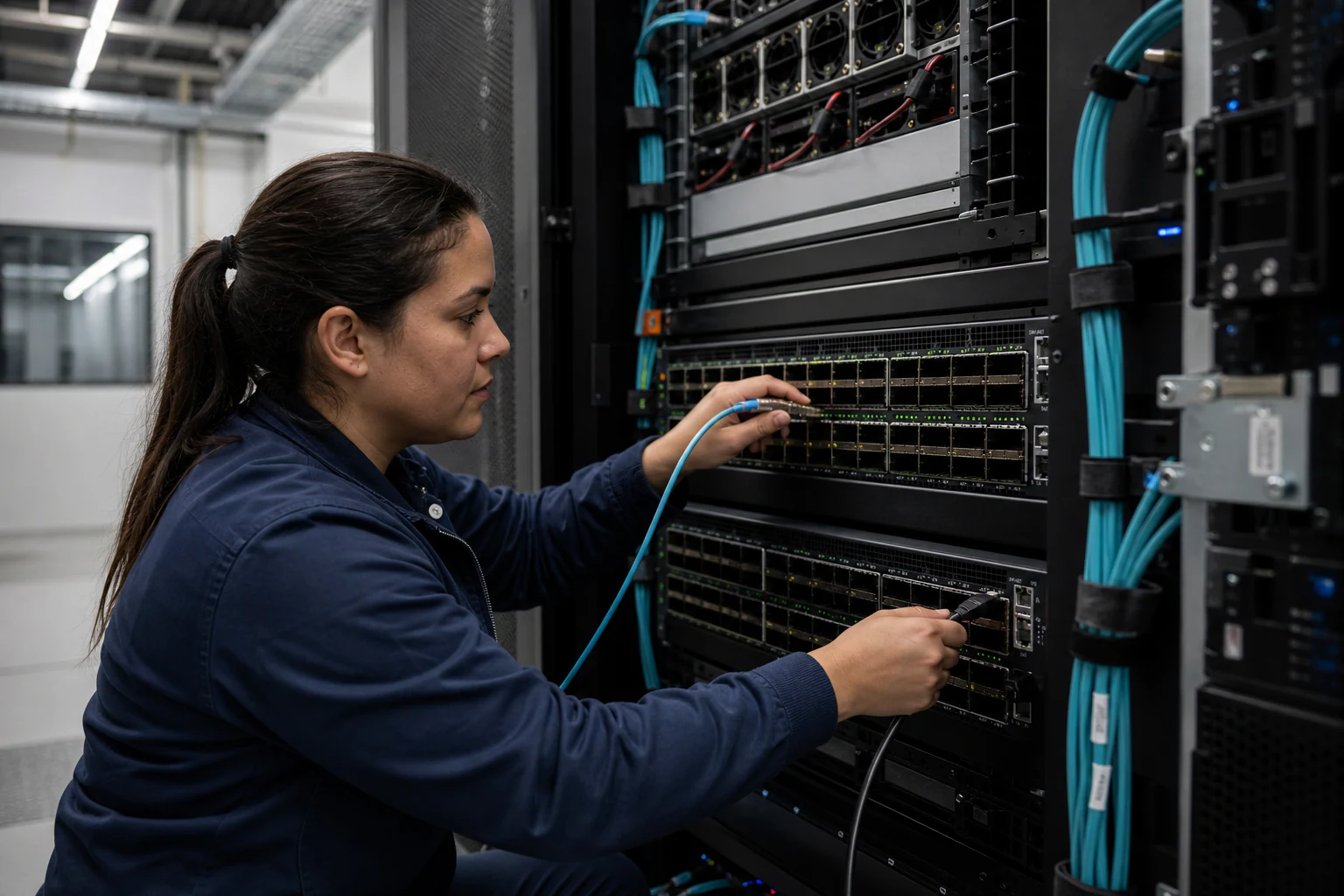 an engineer testing enterprise open-networking switches for “Why Australian Data Centers Are Looking Beyond Proprietary Switch OS for Network Migration”