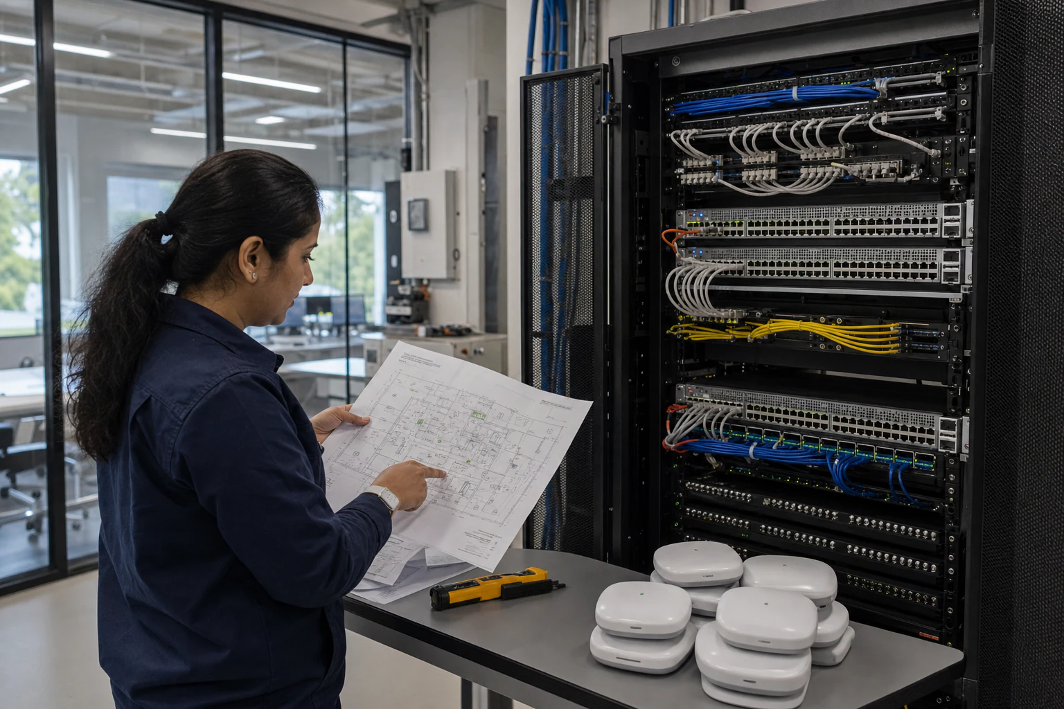 a campus network engineer commissioning enterprise access infrastructure for “Why Australian University Campus Networks Are Rethinking Access and Aggreg...