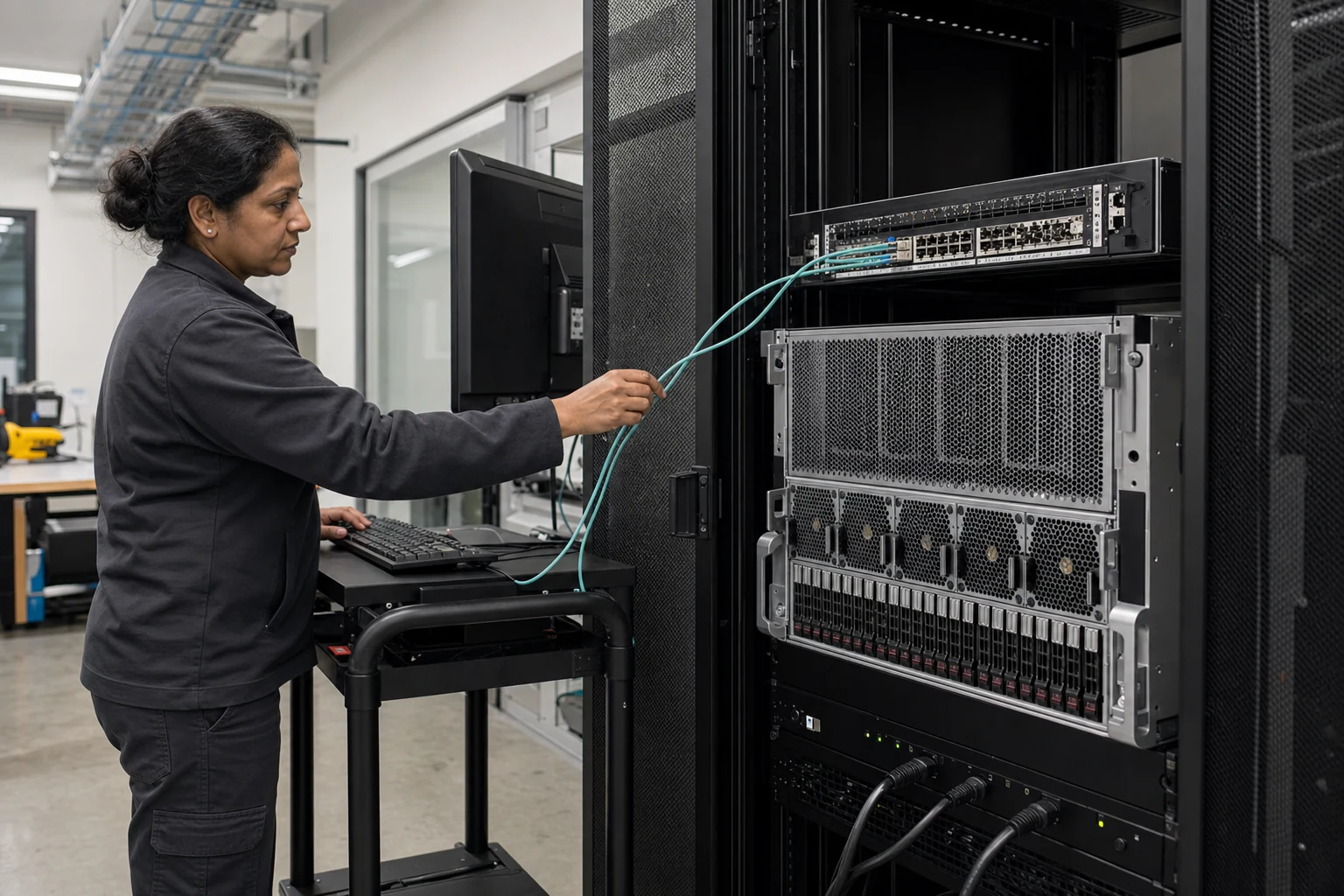an engineer operating an on-premises AI inference server for “Why Private AI Inference Networking in Australia Is Shifting Toward Open SONiC Fabrics”