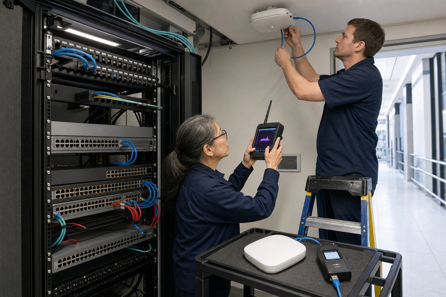 a campus network engineer commissioning enterprise access infrastructure for “Wi-Fi 7 OpenWiFi Enterprise AP Deployment: What Australian IT Teams Should...